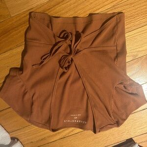 Aeropostale Brown Ribbed Tie-Front Top